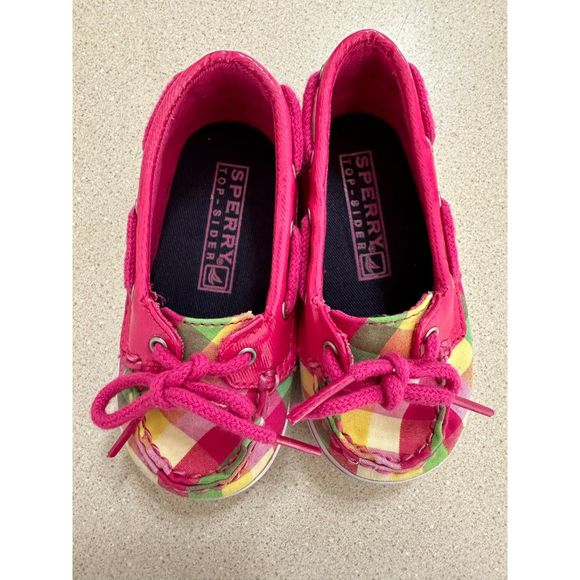 Sperry Biscayne Crib Madras Plaid Deck Shoes Todder, Size 4 - Picture 1 of 7